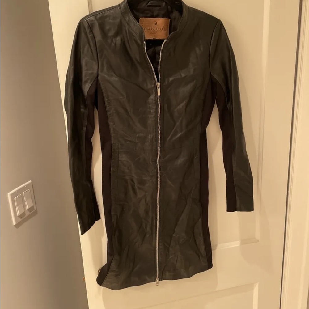 Goosecraft leather dress or jacket shirt with spandex stretch small Harley